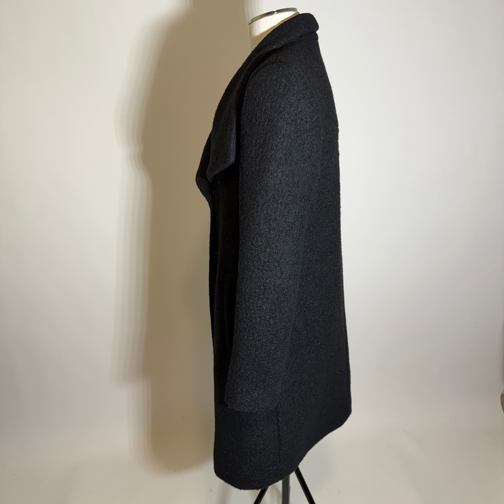 Kenneth Cole Wool Blend Asymmetrical Boucle Walker Coat Black Womens Small S - Picture 5 of 12